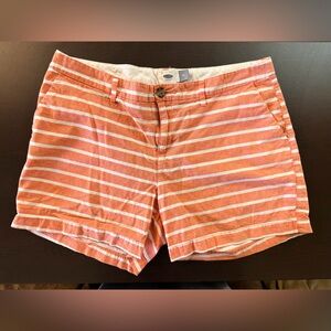 Old Navy Size 10 Women's Coral and White Striped Cotton Shorts